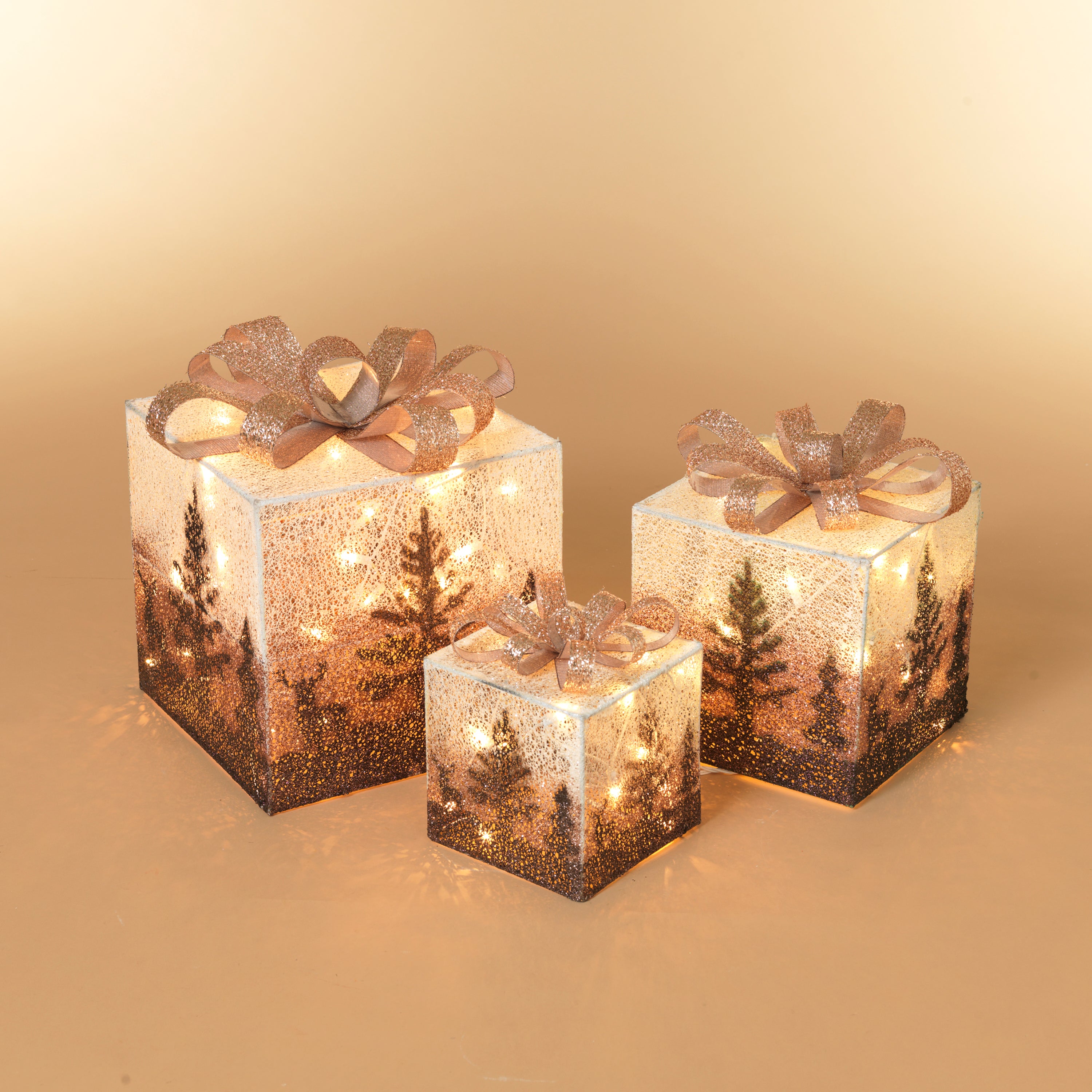 Set of 3 Holiday Vine Christmas Present LED Outdoor Yard Decor